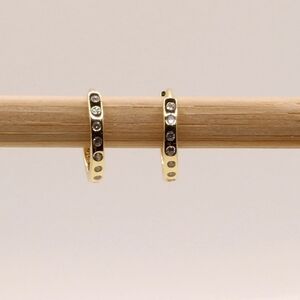 Gold 925 Sterling Silver Minimalist Huggies Earrings